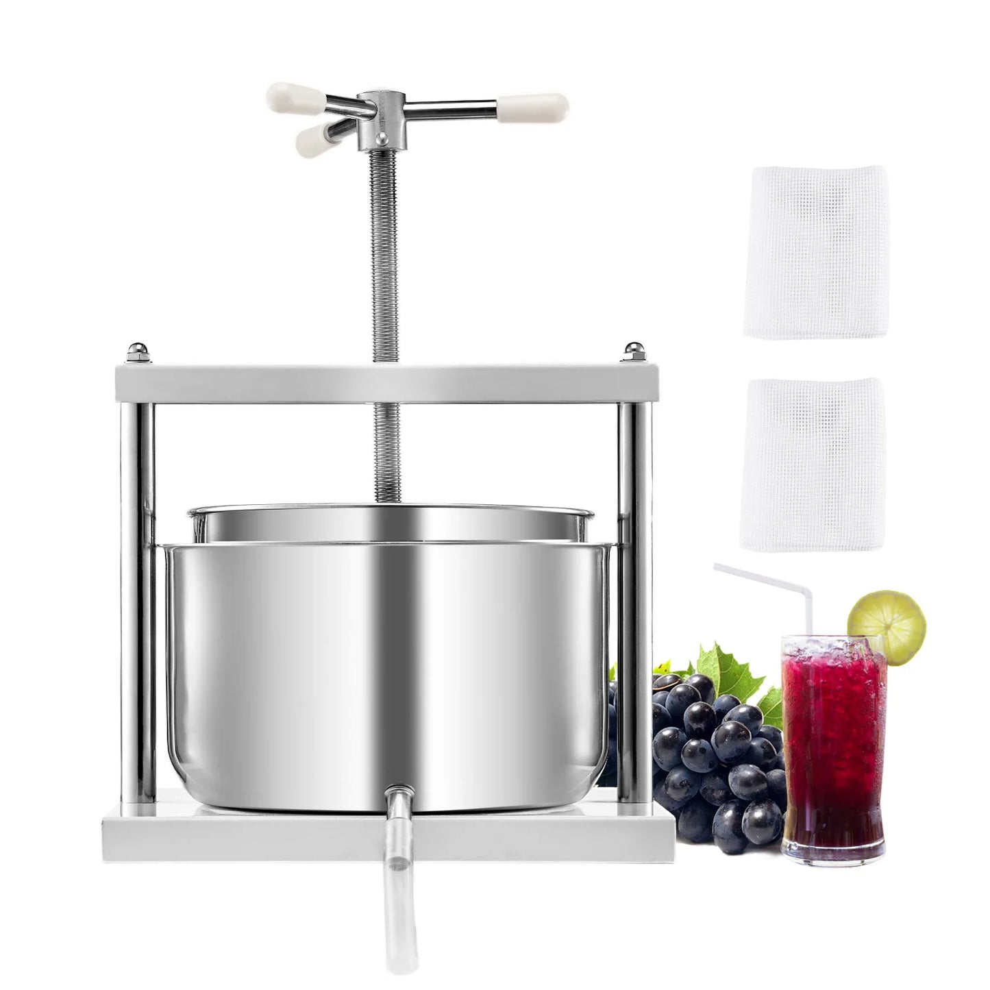 VEVOR Manual Fruit Wine Press 5L Stainless Steel Kitchen