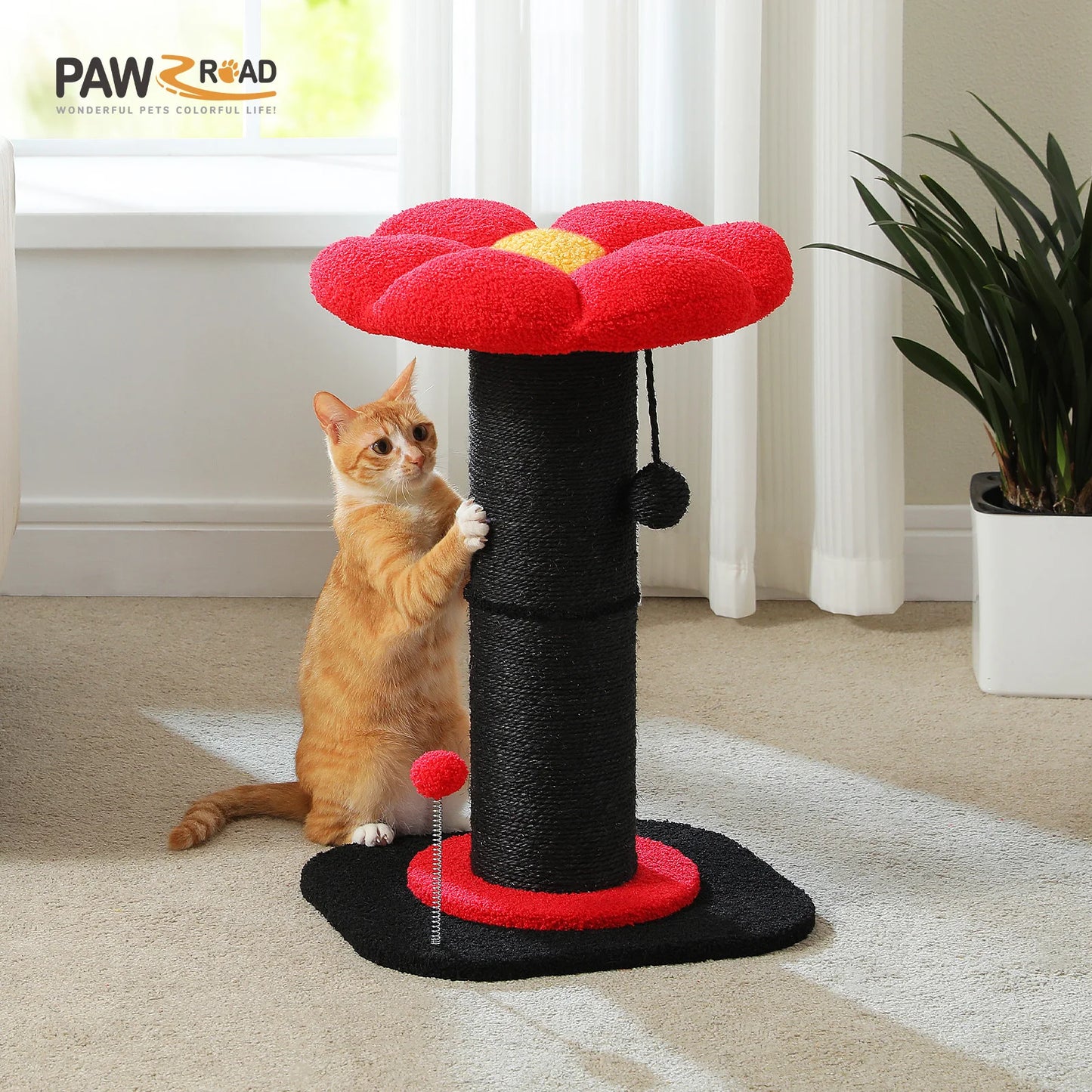 PAWZ Road Flower Cat Scratching Post With Removable Bed