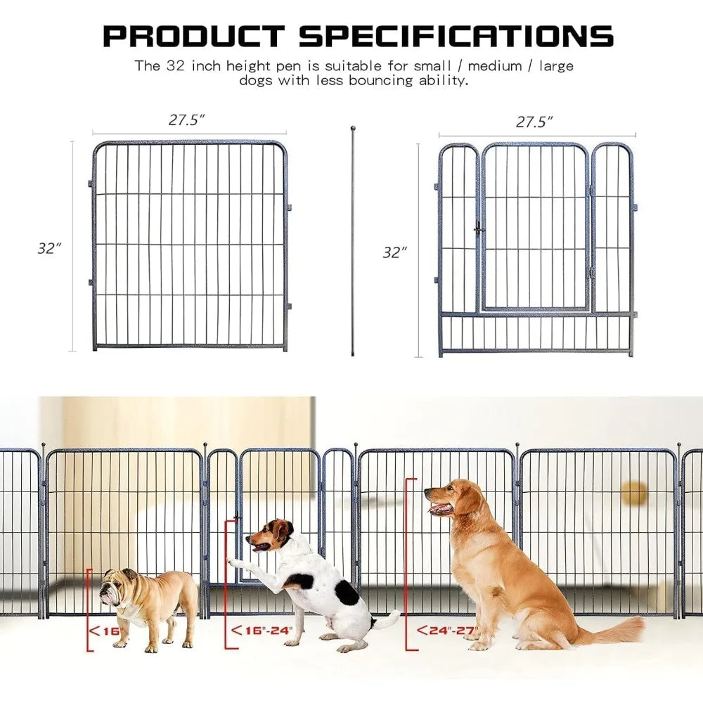 Heavy Duty Folding Anti Rust Dog Playpen 32 40 45 Inch