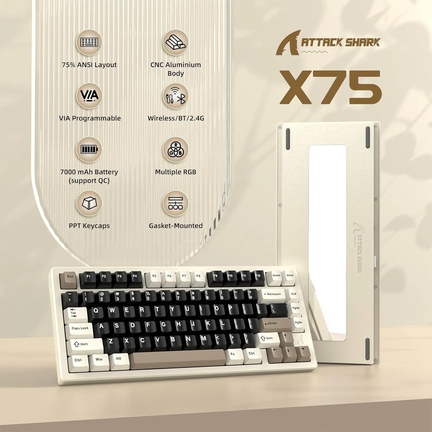 Attack Shark X75 Aluminum CNC Wireless Mechanical Keyboard