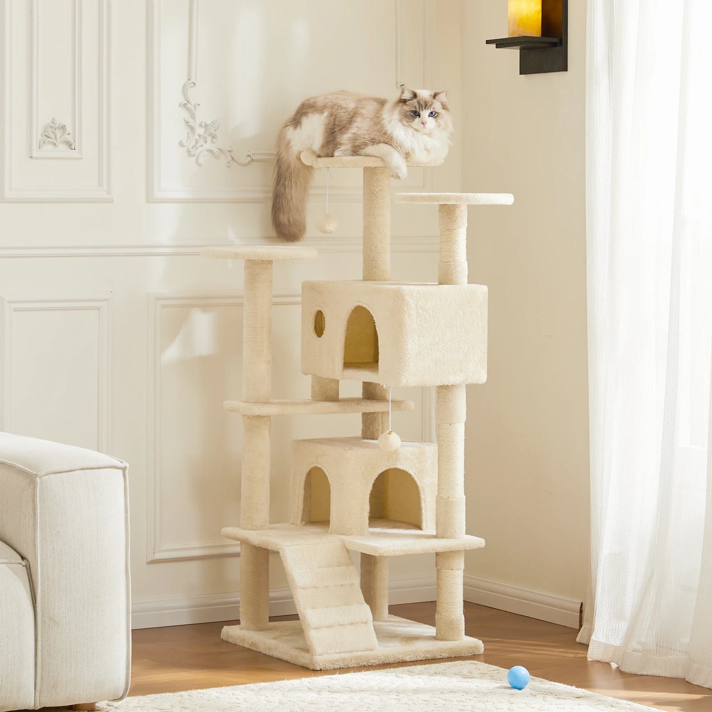 JHK 54 Inch Tall Multi Level Cat Tree Sisal Scratching Post