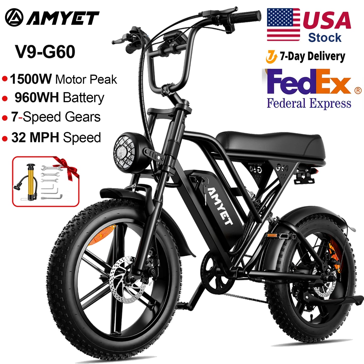 Amyet V9 G60 Electric Mountain Bike 1000W 48V Ebike