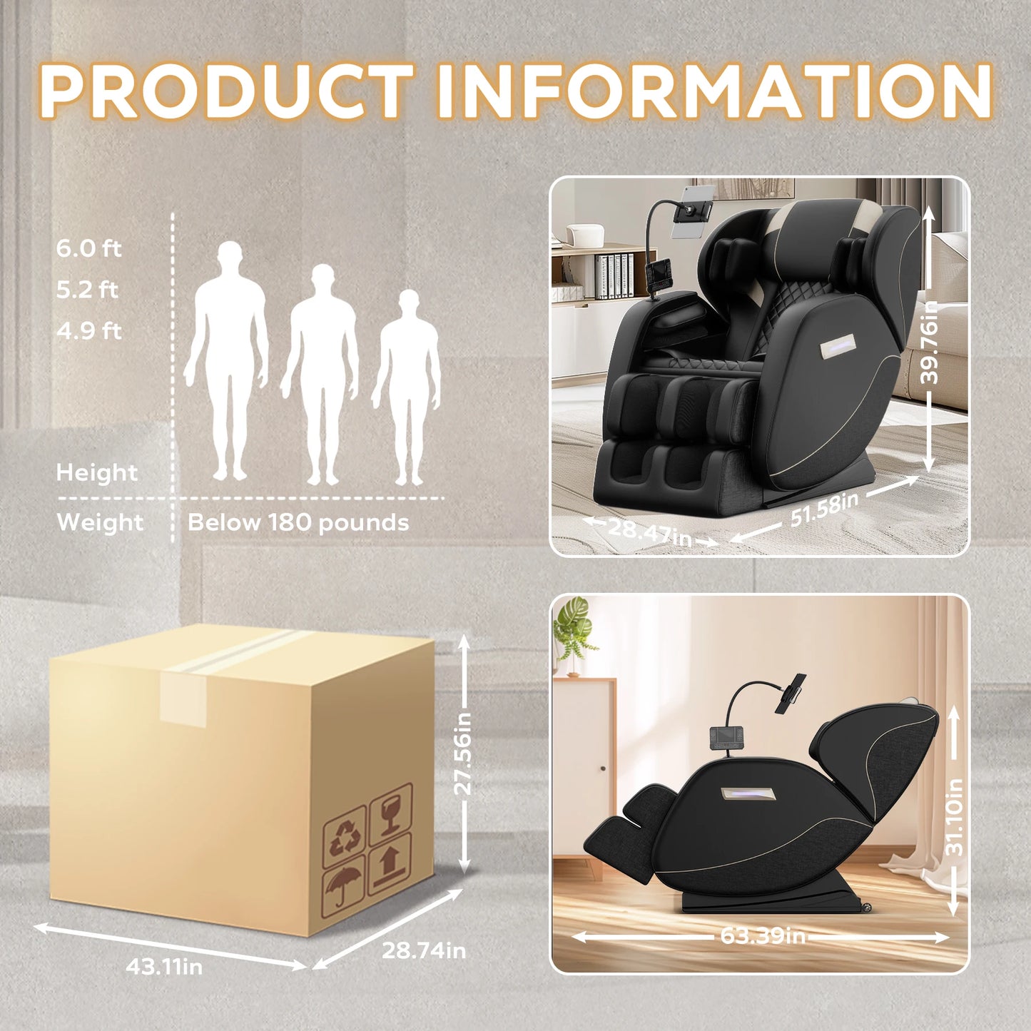 Zero Gravity Full Body Massage Chair With Heating Airbags