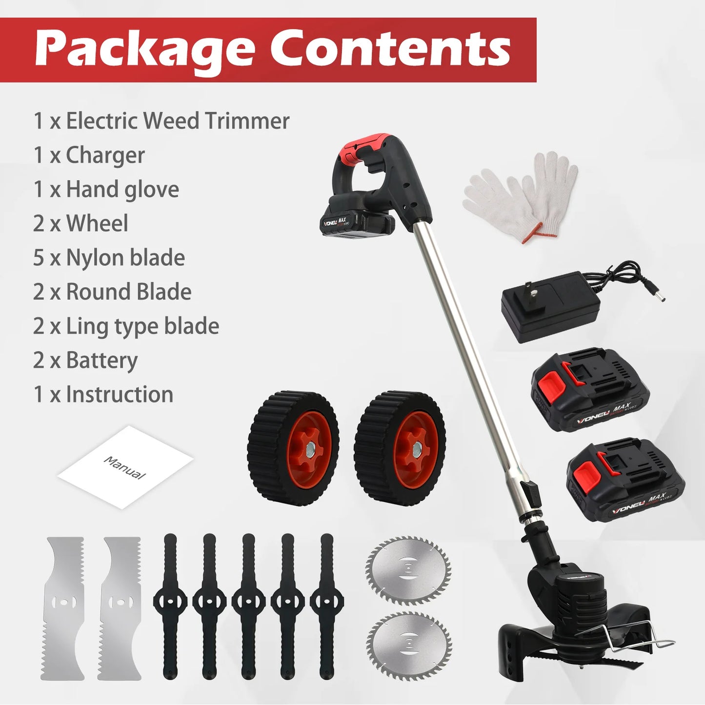 Hign Concerned Cordless Weed Wacker 21V Trimmer Lightweight