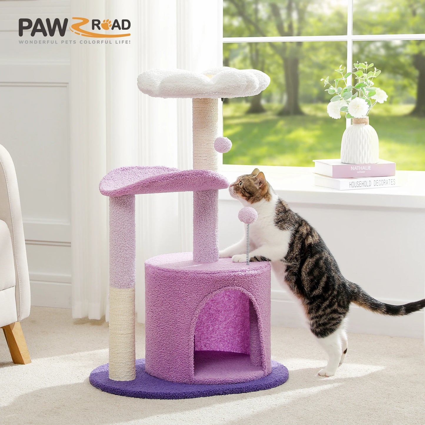 PAWZ Road Flower Cat Tree With Natural Sisal Scratching Post