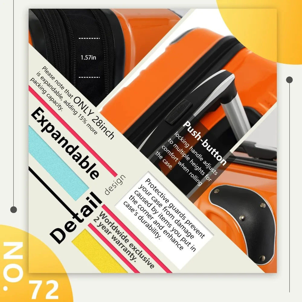 Expandable Luggage 28 Inch Suitcase PC ABS Spinner Carry On