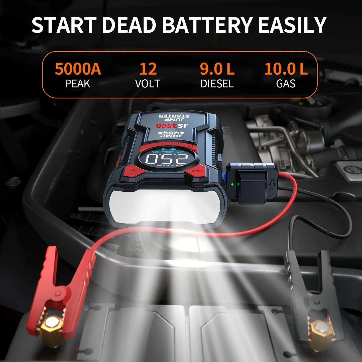 BuVaye 5 In 1 Multifunctional Air Pump Jump Starter