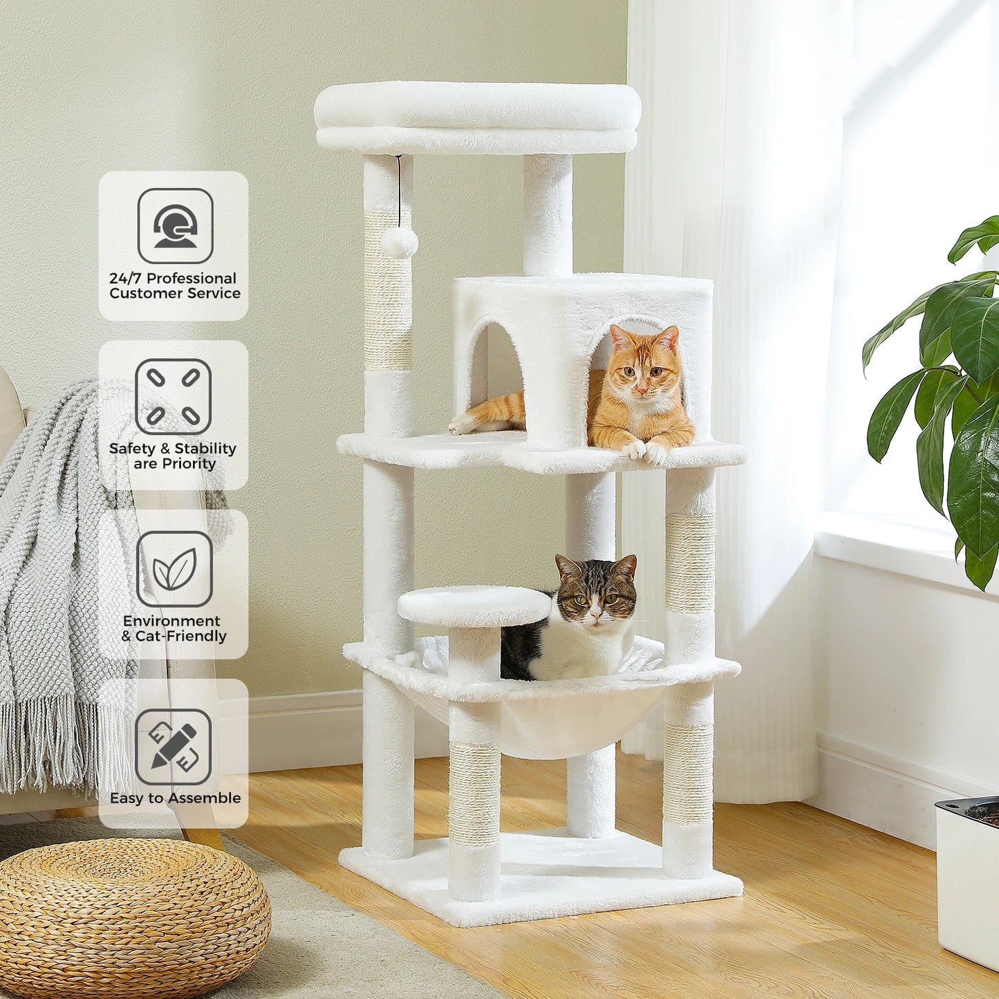 Pawz Road 4-Level Cat Tree With Sisal Scratching Posts
