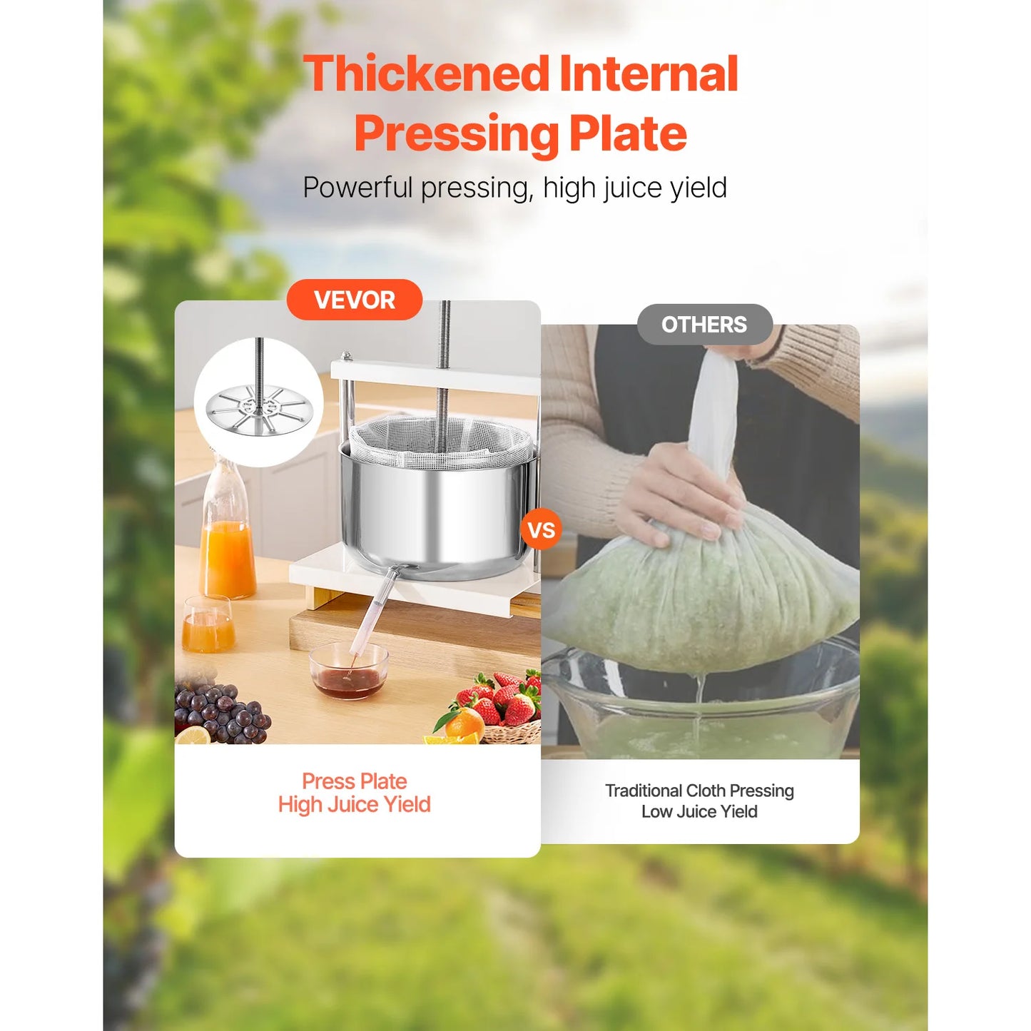 VEVOR Manual Fruit Wine Press Stainless Steel Home Kitchen