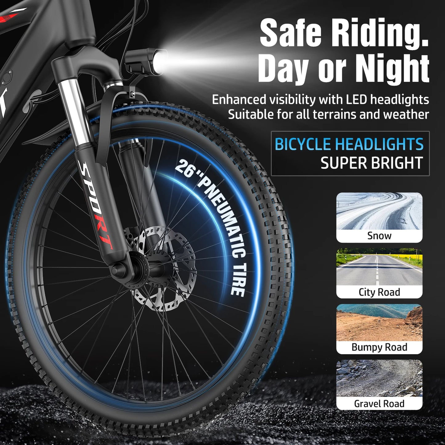 Max Speed Electric Bike 1000W Motor 7 Speed Off Road