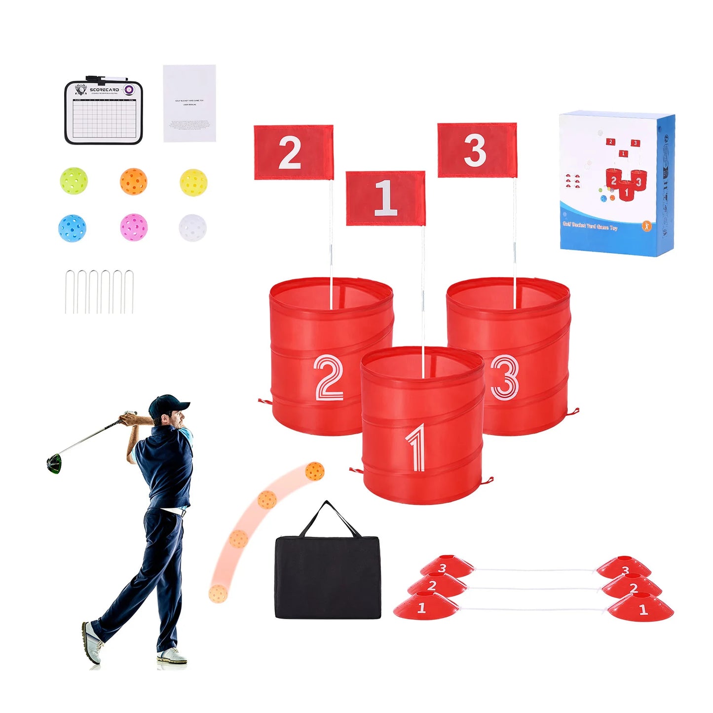 SucceBuy Three Six Nine Holes Backyard Golf Game For Family