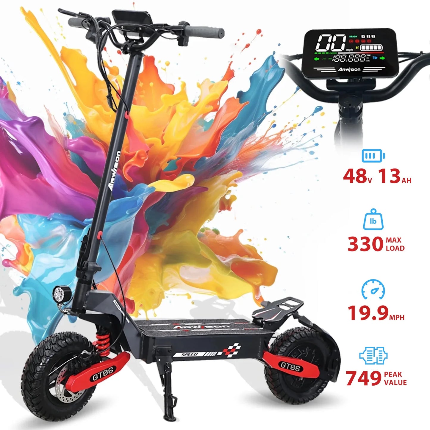 Lelekuaic Electric Scooter 28 Mile Range 1200W Power