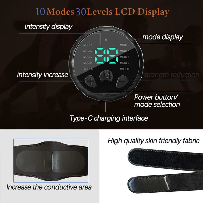 Eelhoe Abdominal Toning Belt EMS Stimulator 10 Modes Home
