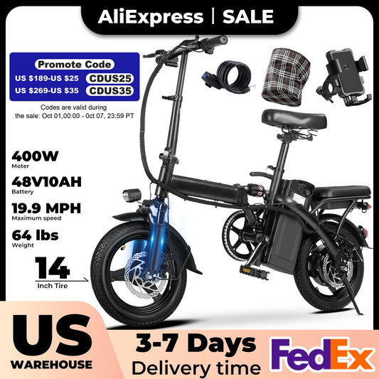 Terrosor Foldable Electric Bicycle 400W Dual Disc Brakes