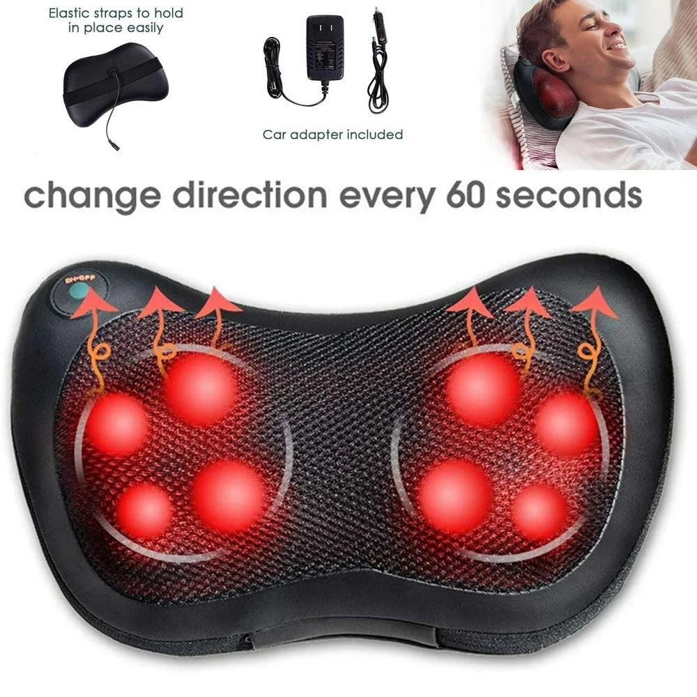 8 Head Electric Back Massager With Heat Neck Massage Pillow