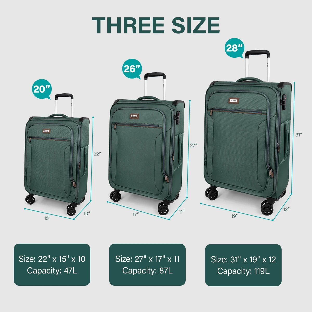 New York XPress Expandable Softside Upright Spinner Luggage