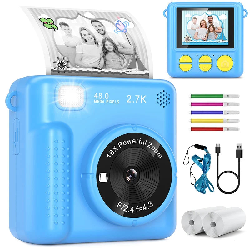 CN Kids Digital Camera Instant Printing FHD Selfies
