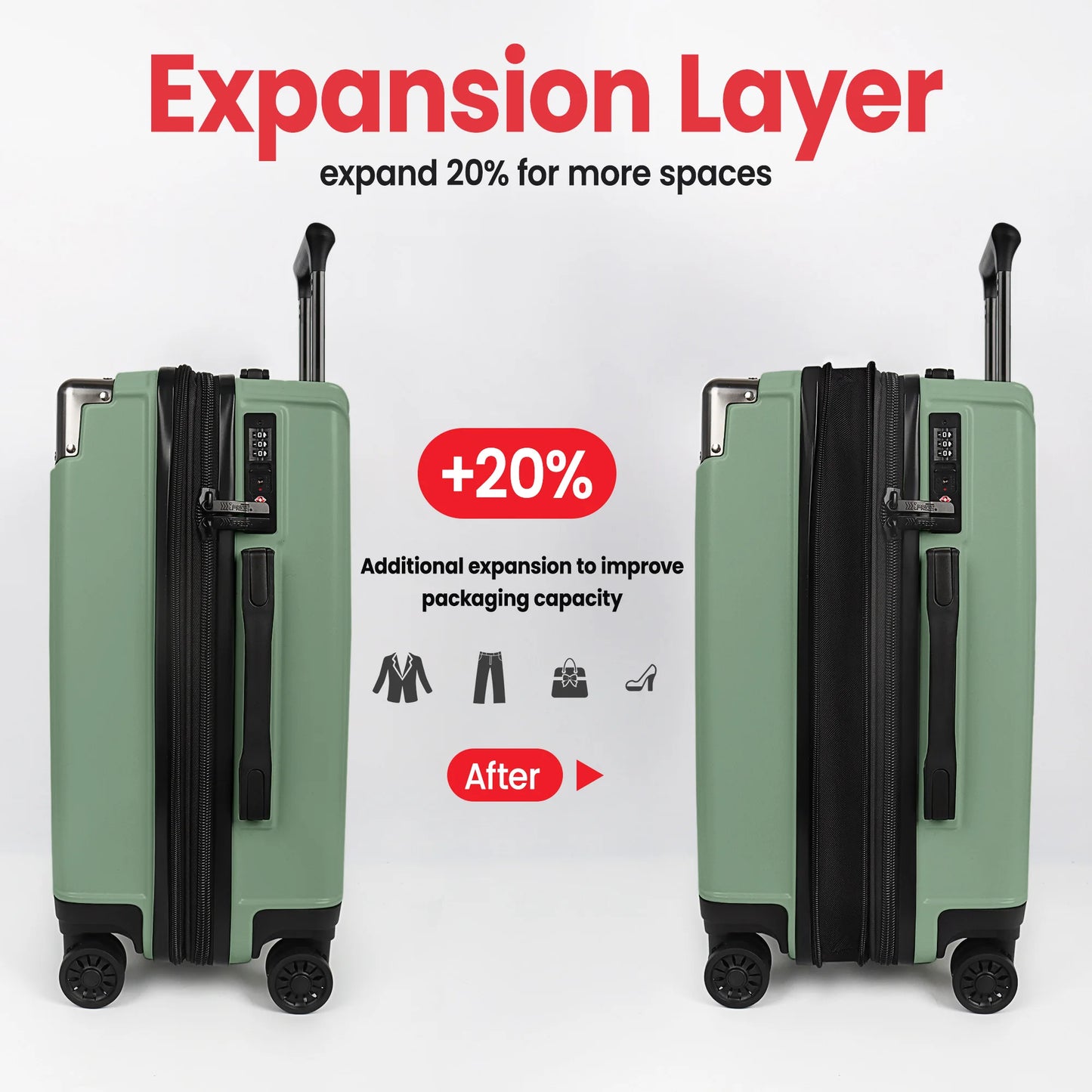 New York XPress PP Hard Shell Expandable Carry On Luggage
