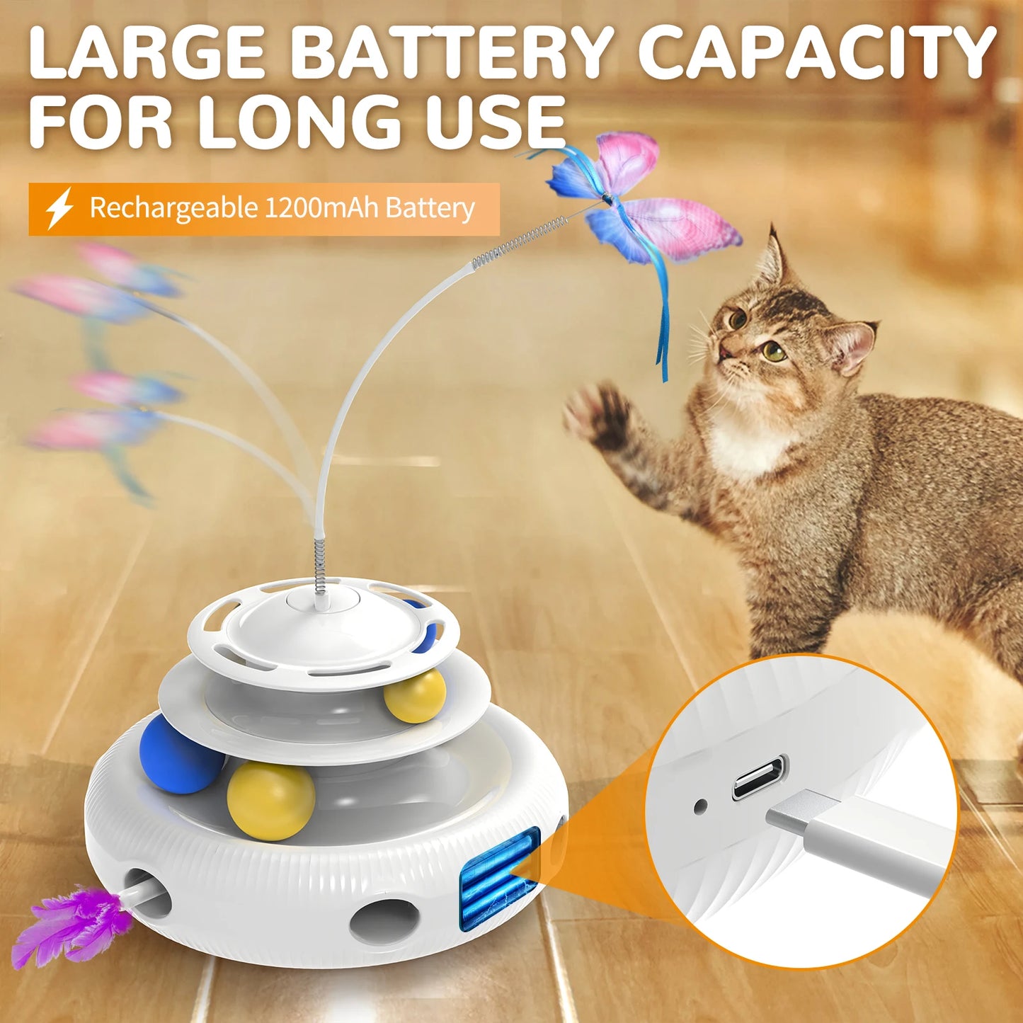 Chargeable Cat Laser Interactive Indoor Puzzle Toy Feather