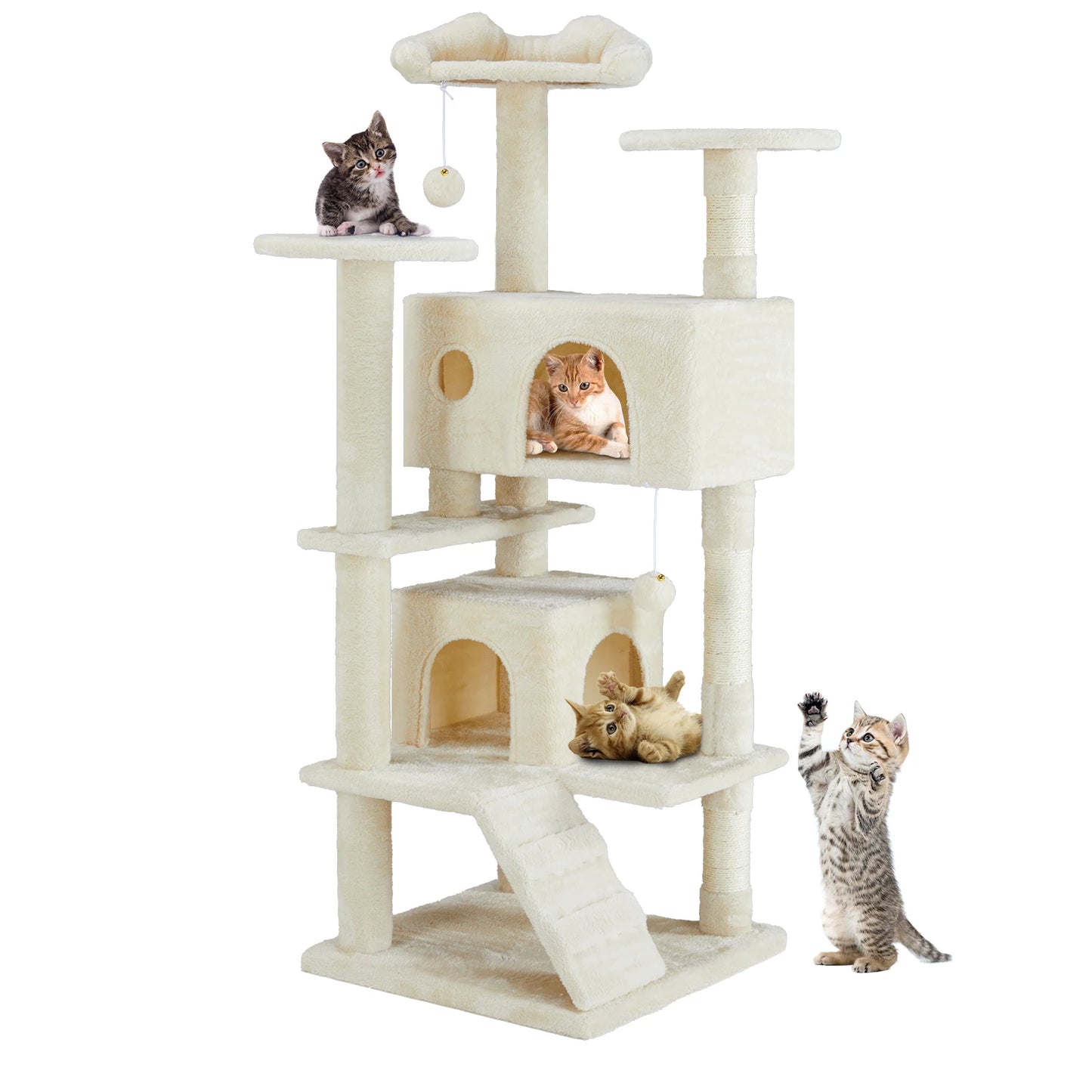 JHK 54 Inch Tall Multi Level Cat Tree Sisal Scratching Post