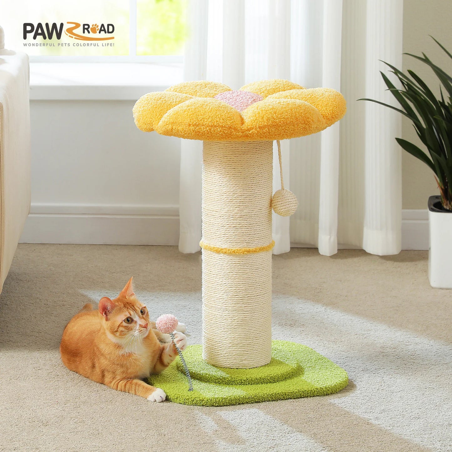 PAWZ Road Flower Cat Scratching Post With Removable Bed