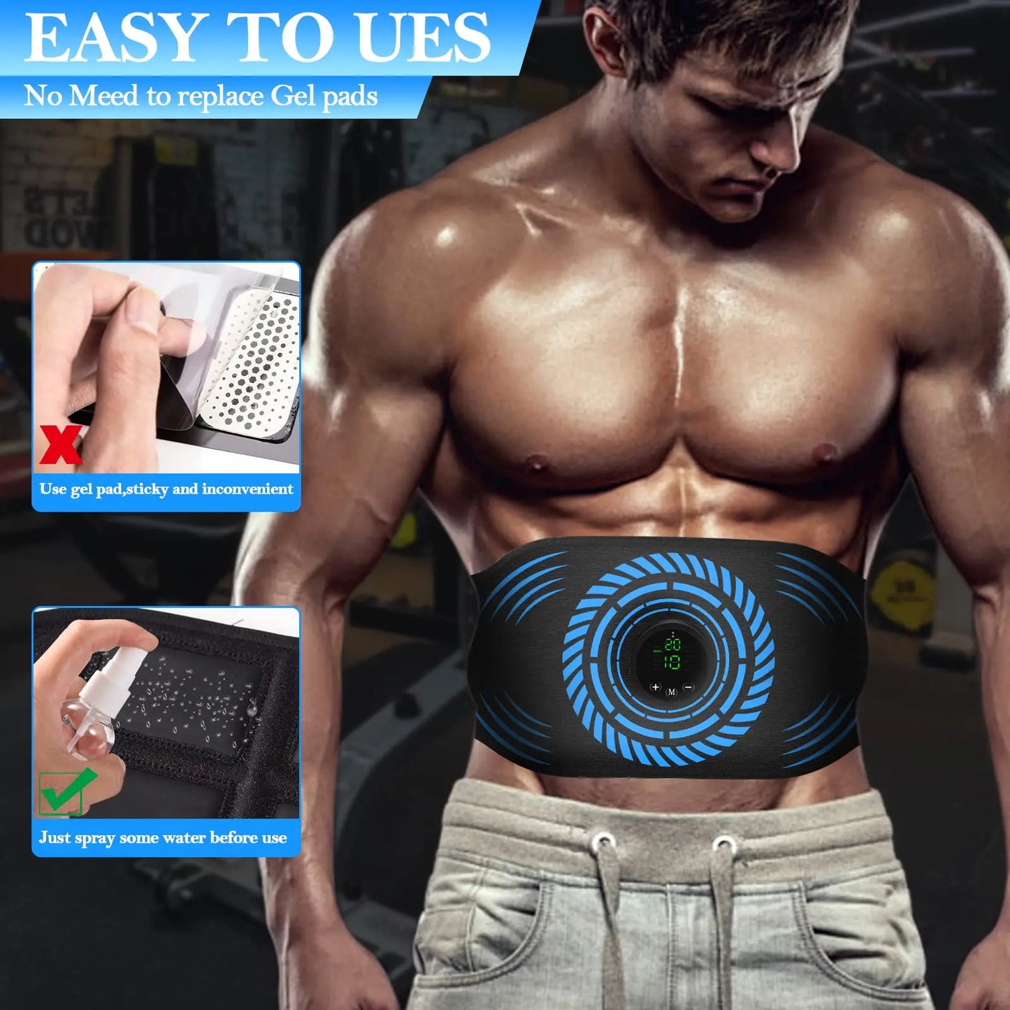 EMS Abdominal Toning Belt Muscle Stimulator USB Massager