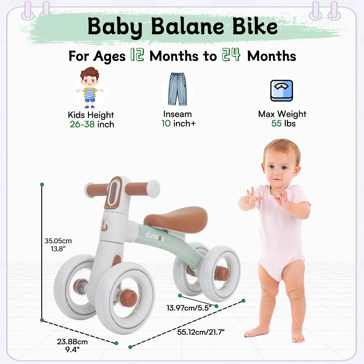 Ubravoo Baby Slide Balance Bike With Three Mode Headlight