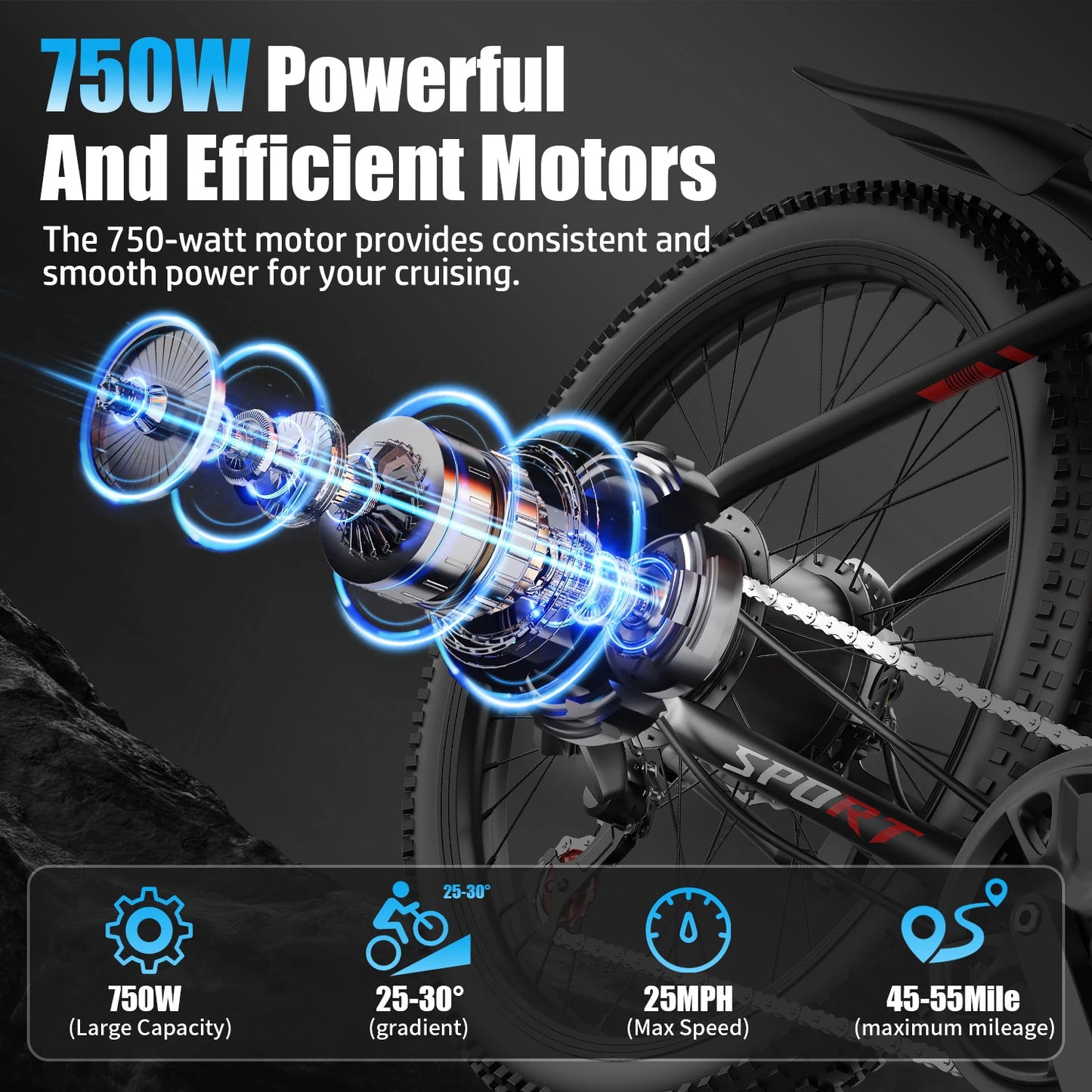 Max Speed Electric Bike 1000W Motor 7 Speed Off Road