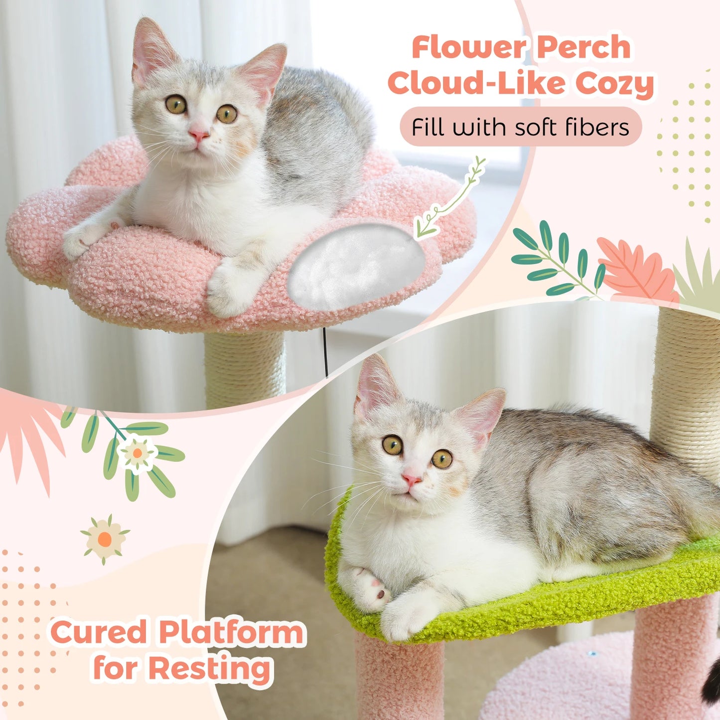PAWZ Road Flower Cat Tree With Natural Sisal Scratching Post