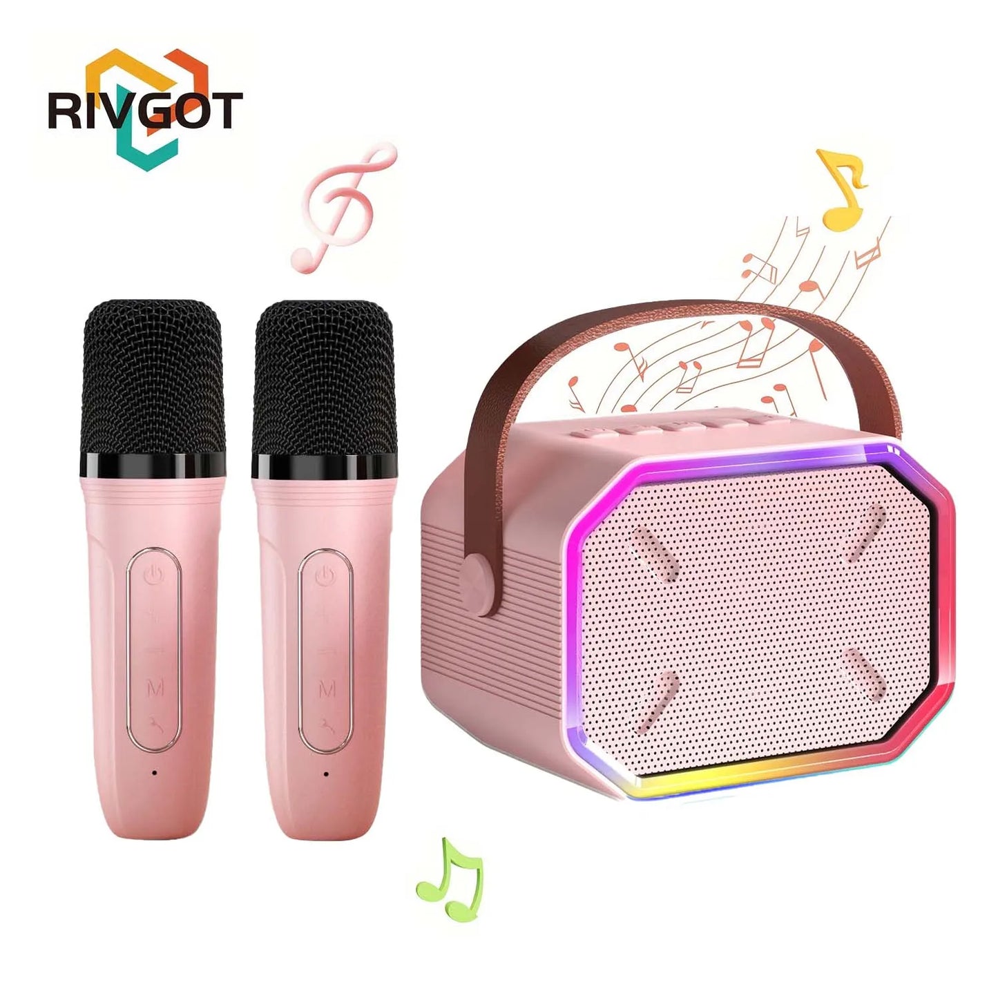 RIVGOTCN Kids Karaoke Machine Portable Bluetooth Speaker