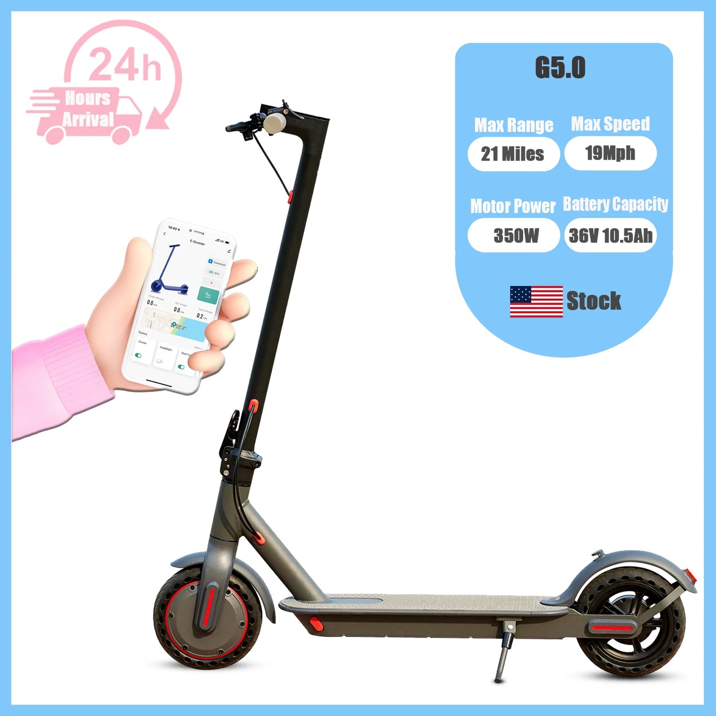 Electric Foldable Scooter 36V 21 Mile Range 19 MPH Urban