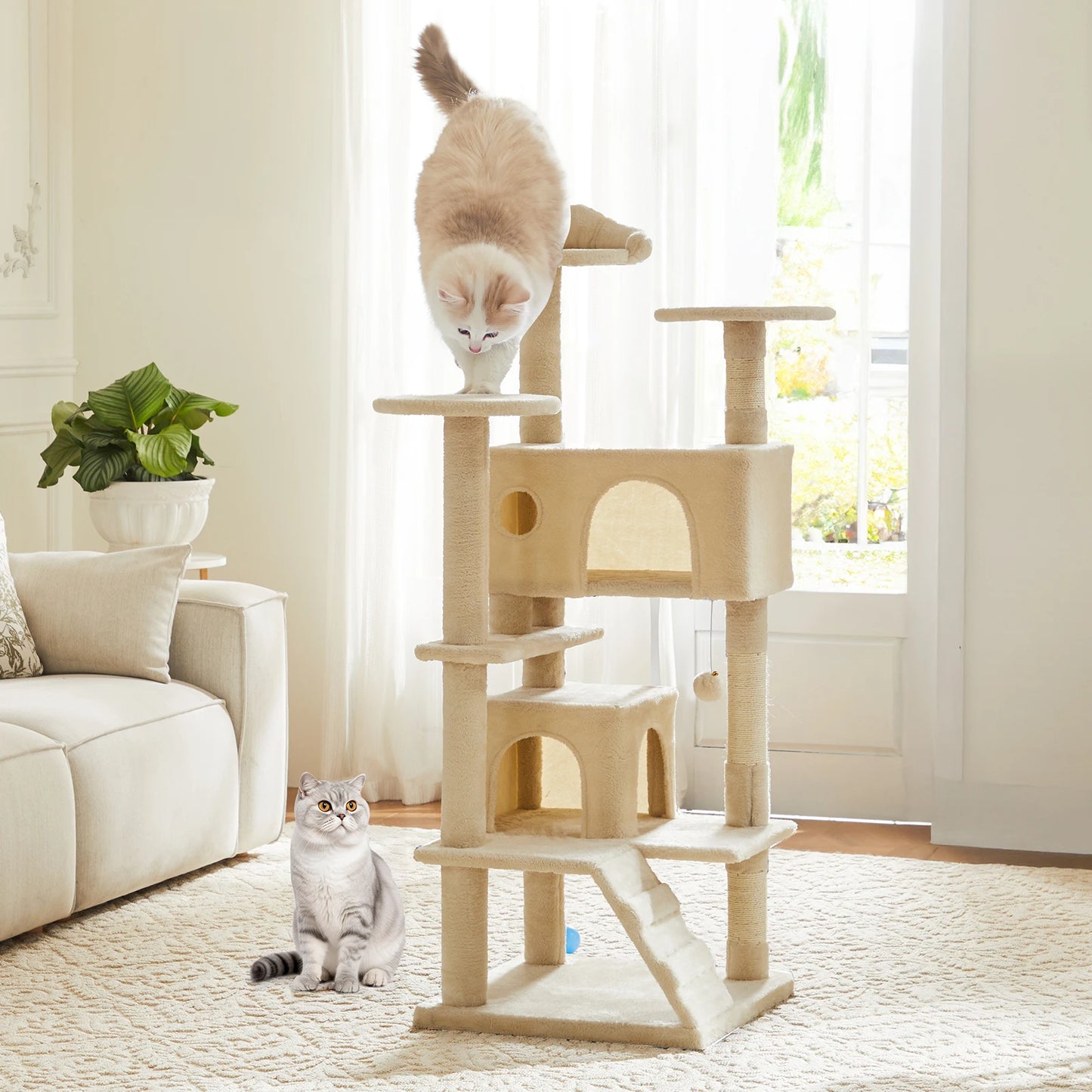 JHK 54 Inch Tall Multi Level Cat Tree Sisal Scratching Post
