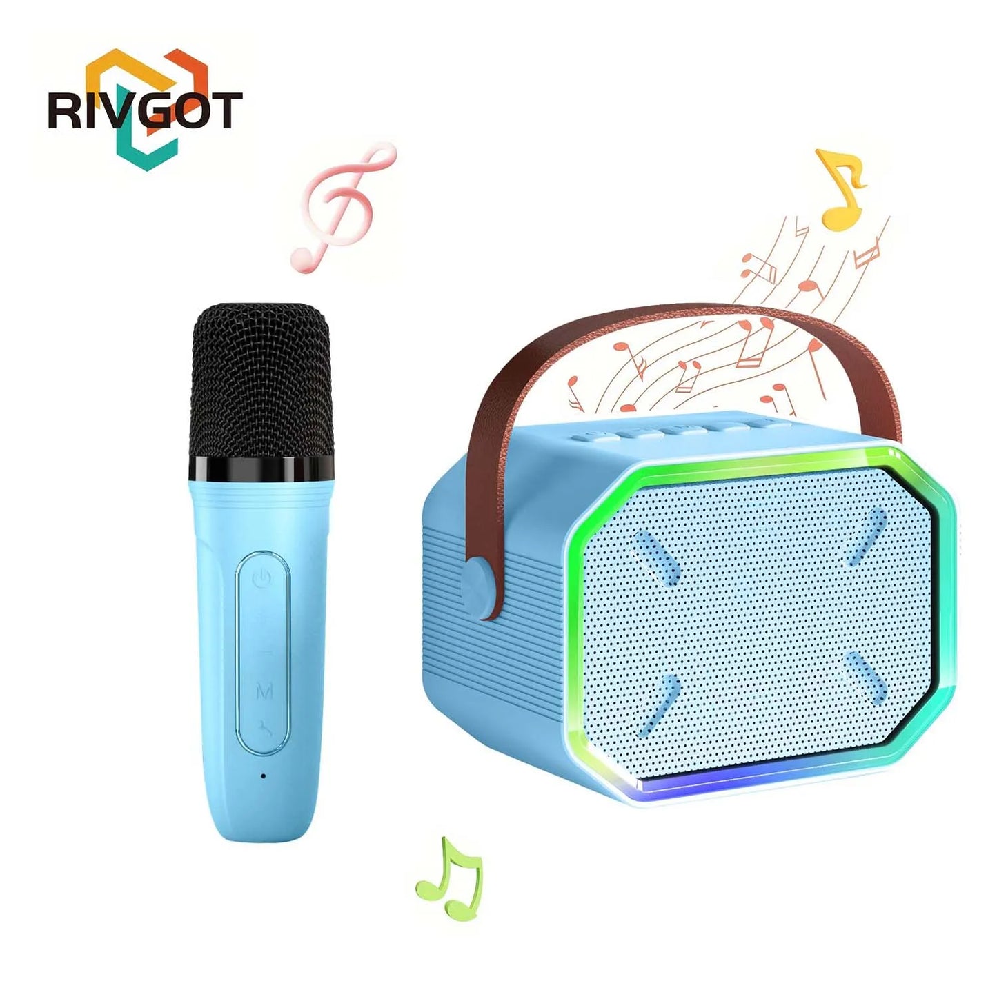 RIVGOTCN Kids Karaoke Machine Portable Bluetooth Speaker