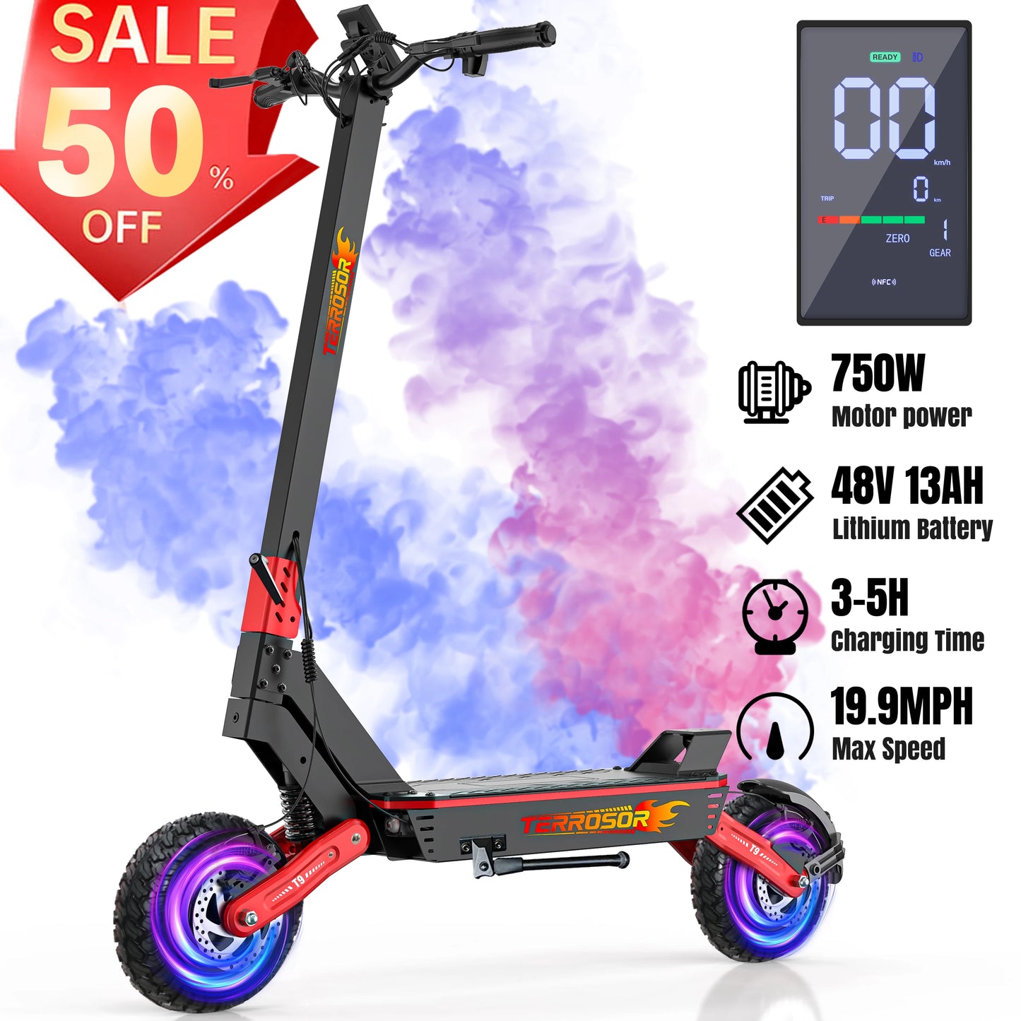Lelekuaic Electric Scooter 28 Mile Range 1200W Power
