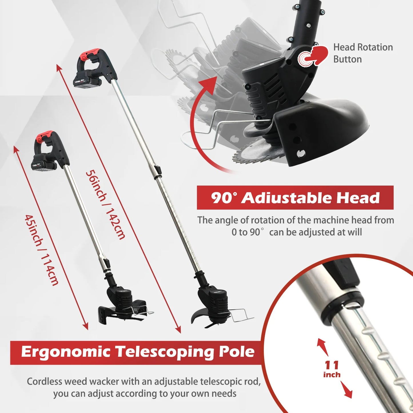 Hign Concerned Cordless Weed Wacker 21V Trimmer Lightweight