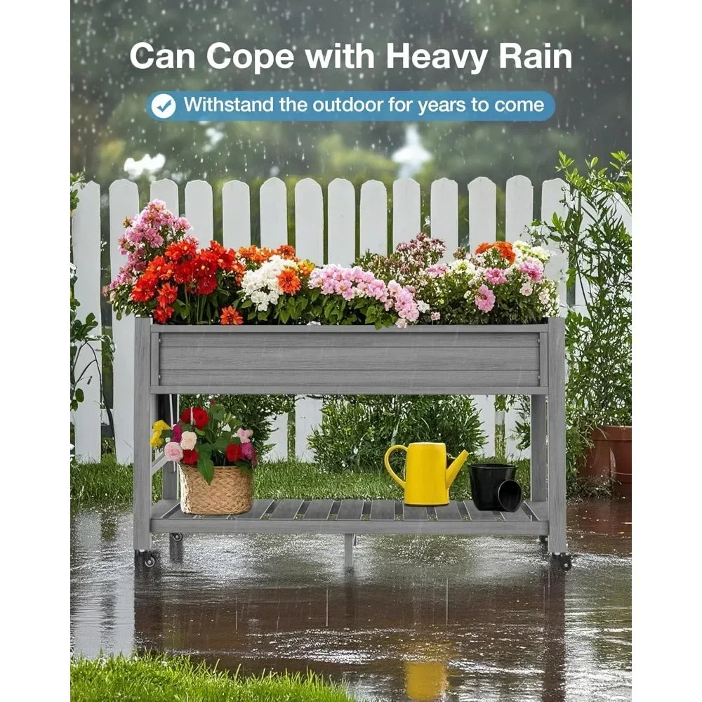 Elevated Poly Planter Raised Garden Bed With Wheels