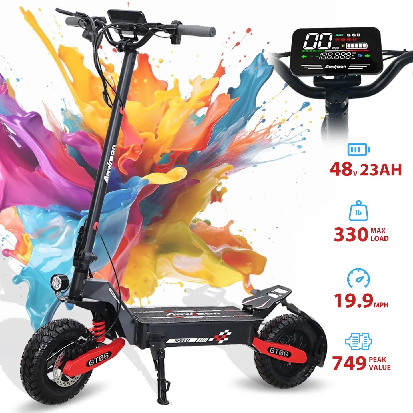 Lelekuaic Electric Scooter 28 Mile Range 1200W Power