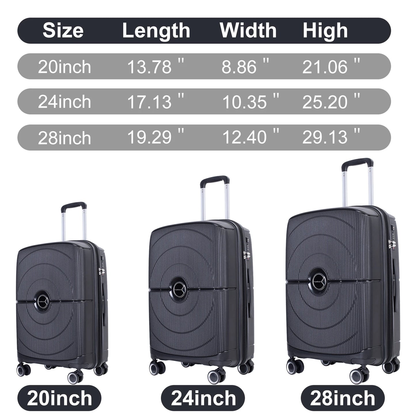 Travelhouse Ultra Luggage Hardshell 3 Piece Set 20 24 28