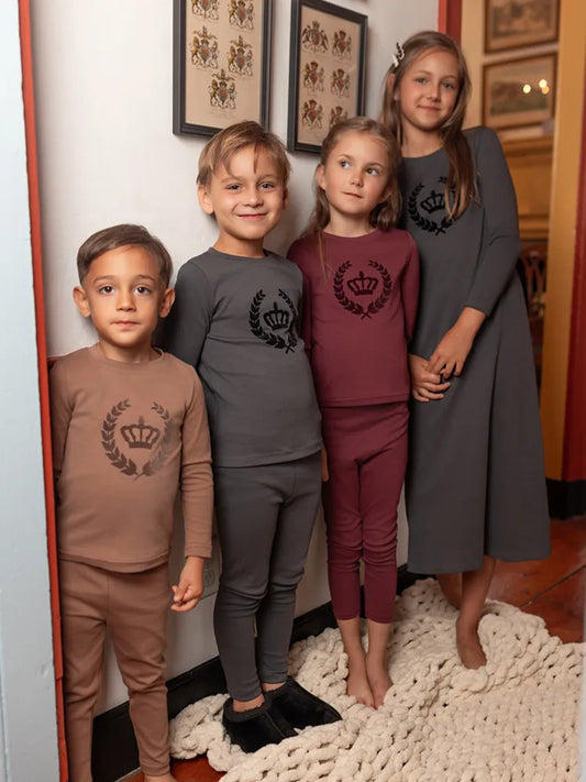 Persejoy Royal Velvet Crown Cotton Pajamas For Kids