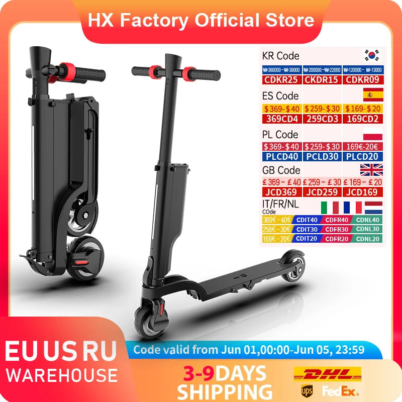 HX X6 Foldable Electric Scooter 350W 25KMH For Adults