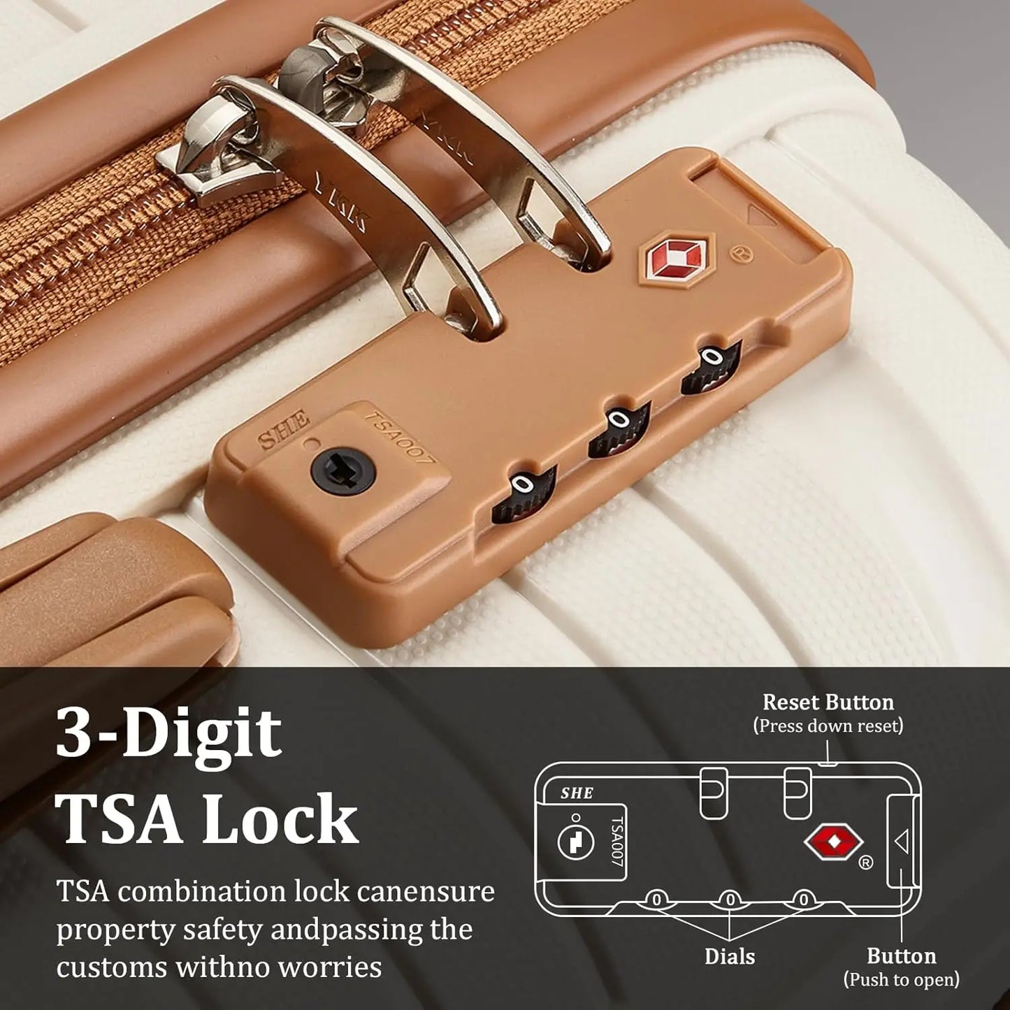 PP Hard Shell Luggage Sets With Duffel And TSA Lock